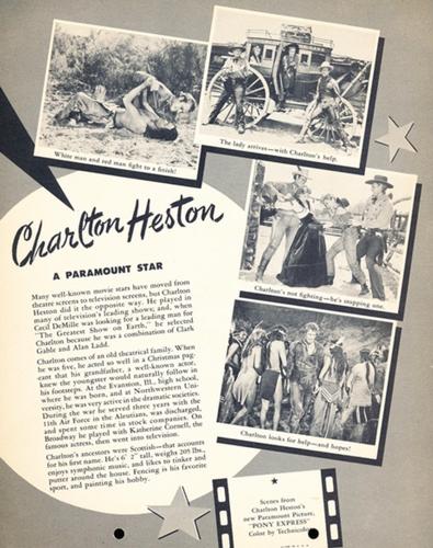 1953 Dixie Cup Lid Premiums Movie Stars (F5-19c) #NNO Charlton Heston Back