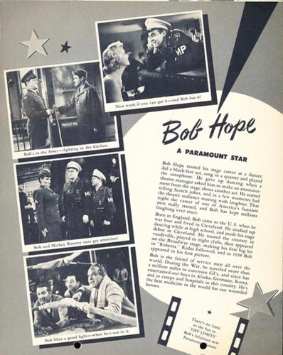 1953 Dixie Cup Lid Premiums Movie Stars (F5-19c) #NNO Bob Hope Back