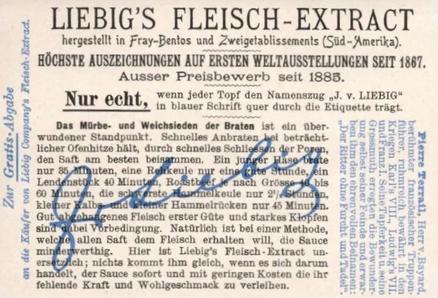 1902 Liebig Great Generals (German Text)(F705, S693) #NNO Johann Sobieski Back