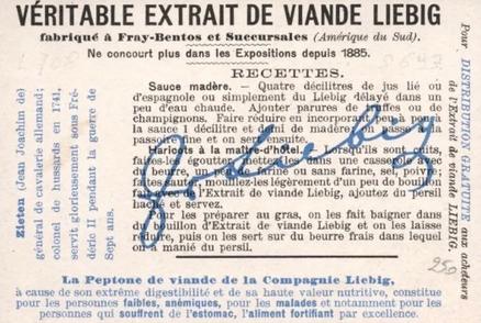 1902 Liebig Great Generals (French Text)(F705, S693) #NNO Comte De Pappenheim Back