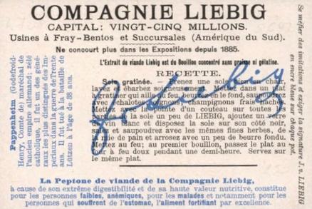 1902 Liebig Great Generals (French Text)(F705, S693) #NNO Général De Zieten Back