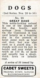 1958 Cadet Sweets Dogs #28 Great Dane Back