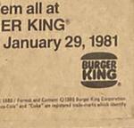 1980 Burger King Empire Strikes Back Super Scene Collection #4B Luke learns to use… Back