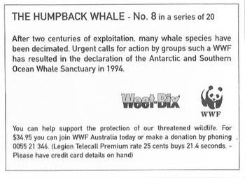1995 Weet-Bix Threatened Wildlife #8 Humpback Whale Back