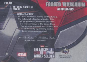 2023 Upper Deck Marvel The Falcon and The Winter Soldier - Forged Vibranium Autographs #FVA-AM Anthony Mackie Back