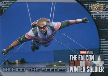 2023 Upper Deck Marvel The Falcon and The Winter Soldier - Behind the Scenes #BS-1 Anthony Mackie on High Tension Wires Front