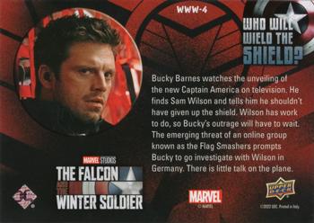 2023 Upper Deck Marvel The Falcon and The Winter Soldier - Who Will Wield the Shield? #WWW-4 You had no right to give up the shield Back