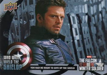 2023 Upper Deck Marvel The Falcon and The Winter Soldier - Who Will Wield the Shield? #WWW-4 You had no right to give up the shield Front