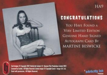 2008 Strictly Ink Hammer Horror Series 1 - Autographs #HA9 Martine Beswicke Back