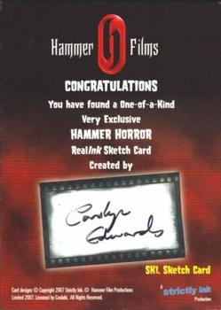 2008 Strictly Ink Hammer Horror Series 1 - Real Ink Sketches #SK1 Carolyn Edwards Back