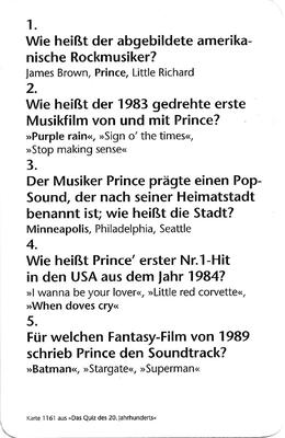 1997 Harenberg Verlag Das Quiz des 20. Jahrhunderts #1161 Prince Back