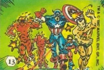 1987 Comic Images Marvel's Magic Moments Stickers #13 The Invaders Front