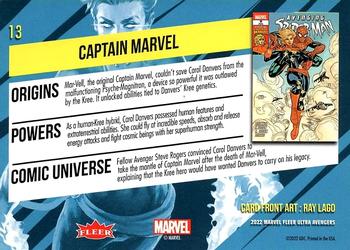 2022 Fleer Ultra Marvel Avengers - Green Foil #13 Captain Marvel Back