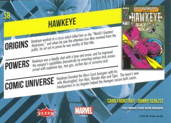 2022 Fleer Ultra Marvel Avengers - Green Foil #58 Hawkeye Back