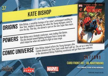 2022 Fleer Ultra Marvel Avengers - Orange Foil #37 Kate Bishop Back