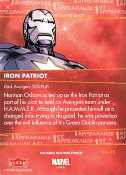 2022 Fleer Ultra Marvel Avengers - 1st Appearances #FA-15 Iron Patriot Back