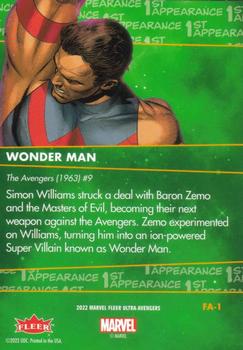 2022 Fleer Ultra Marvel Avengers - 1st Appearances Green Foil #FA-1 Wonder Man Back