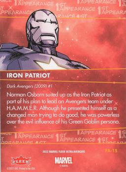 2022 Fleer Ultra Marvel Avengers - 1st Appearances Green Foil #FA-15 Iron Patriot Back