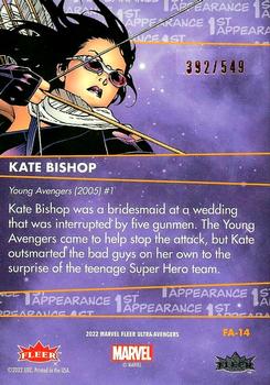 2022 Fleer Ultra Marvel Avengers - 1st Appearances Orange Foil #FA-14 Kate Bishop Back