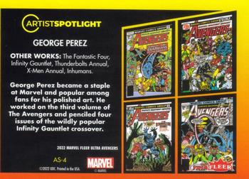 2022 Fleer Ultra Marvel Avengers - Artist Spotlight Green Foil #AS-4 George Perez Back