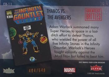 2022 Fleer Ultra Marvel Avengers - Greatest Battles Orange Foil #EB-11 Infinity Gauntlet Back