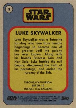 2023 Topps Throwback Thursday Star Wars #3 Luke Skywalker Back