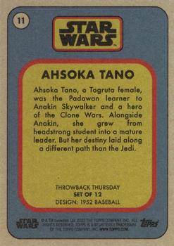 2023 Topps Throwback Thursday Star Wars #11 Ahsoka Tano Back