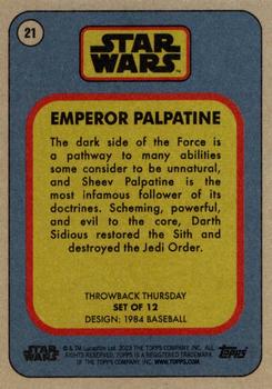 2023 Topps Throwback Thursday Star Wars #21 Emperor Palpatine Back