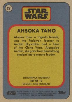 2023 Topps Throwback Thursday Star Wars #27 Ahsoka Tano Back