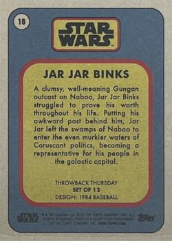 2023 Topps Throwback Thursday Star Wars - Gold #16 Jar Jar Binks Back