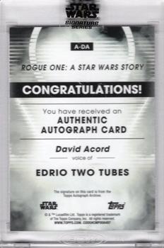2023 Topps Star Wars Signature Series #A-DA David Acord Back