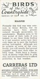 1939 Carreras Birds of the Countryside #25 Magpie Back