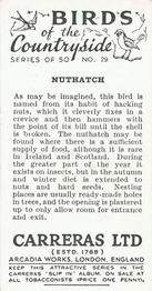 1939 Carreras Birds of the Countryside #29 Nuthatch Back
