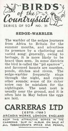 1939 Carreras Birds of the Countryside #35 Sedge-Warbler Back