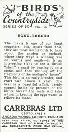 1939 Carreras Birds of the Countryside #37 Song-Thrush Back