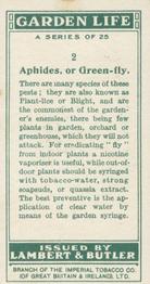 1930 Lambert & Butler Garden Life #2 Aphides, or Green-fly Back