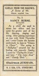 1935 Chairman Juniors Girls from the Shows #3 Nancy Burne Back