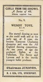 1935 Chairman Juniors Girls from the Shows #9 Wendy Toye Back