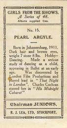 1935 Chairman Juniors Girls from the Shows #15 Pearl Argyle Back