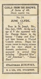 1935 Chairman Juniors Girls from the Shows #24 June Clyde Back