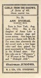 1935 Chairman Juniors Girls from the Shows #26 Ann Dvorak Back