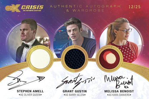 2022 Cryptozoic CZX Crisis on Infinite Earths - Oversized Triple Autograph-Wardrobe #OS-AGB Stephen Amell / Grant Gustin / Melissa Benoist Front
