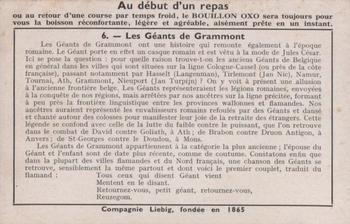 1940 Liebig Les Geants (The Giants)(French Text)(F1412, S1416) #6 Les Geants de Grammont Back