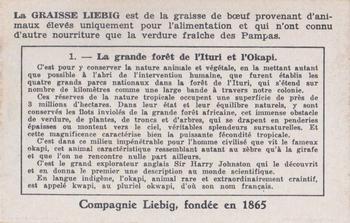1940 Liebig Le Parc National Albert (The Albert National Park)(French Text)(F1415, S1418) #1 La grande foret de I'Ituri et I'Okapi Back