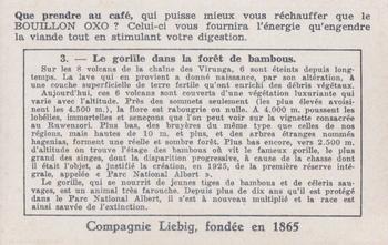1940 Liebig Le Parc National Albert (The Albert National Park)(French Text)(F1415, S1418) #3 Le gorille dans la foret de bambous Back