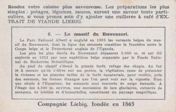 1940 Liebig Le Parc National Albert (The Albert National Park)(French Text)(F1415, S1418) #6 Le massif du Ruwenzori Back
