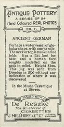 1927 De Reszke Antique Pottery #7 Jug, Ancient German Back
