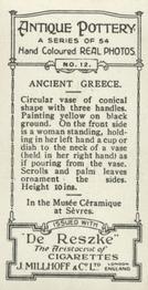 1927 De Reszke Antique Pottery #12 Vase, Ancient Greece Back