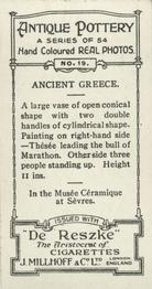 1927 De Reszke Antique Pottery #19 Vase, Ancient Greece Back