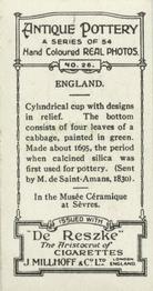 1927 De Reszke Antique Pottery #26 Cup, England Back